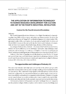The application of Information Technology to Human Resource Development for culture and art in the Fourth Industrial Revolution = Wykorzystanie technologii informacyjnych w rozwoju zasob&oacute;w ludzkich w obszarze kultury i sztuki w dobie Czwartej Rewolucji Przemysłowej