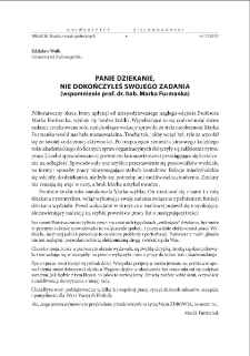 Panie Dziekanie, nie dokończyłeś swojego zadania (wspomnienie prof. dr. hab. Marka Furmanka)