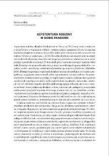 Asystentura rodziny w dobie pandemii = Family assistantship in the age of the pandemic