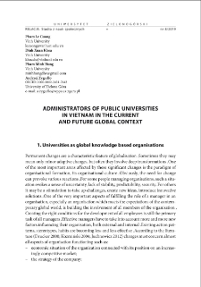 Administrators of public universities in Vietnam in the current and future global context = Administratorzy publicznych uniwersytet&oacute;w w Wietnamie w obecnym i przyszłym kontekście globalnym