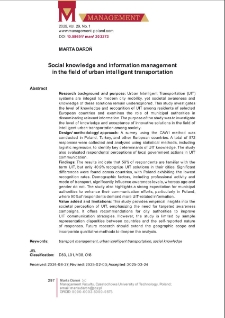 Social knowledge and information management in the field of urban intelligent transportation