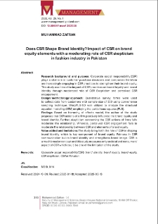 Does CSR Shape Brand Identity? Impact of CSR on brand equity elements with a moderating role of CSR skepticism in fashion industry in Pakistan