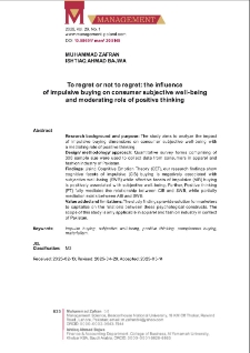 To regret or not to regret: The influence of impulsive buying on consumer subjective well-being with mediating role of positive thinking