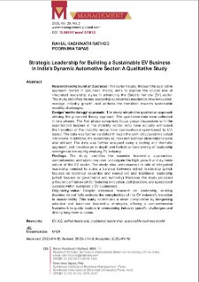 Strategic Leadership for Building a Sustainable EV Business in India`s Dynamic Automotive Sector: A Qualitative Study