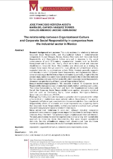 The relationship between Organizational Culture and Corporate Social Responsibility in companies from the industrial sector in Mexico