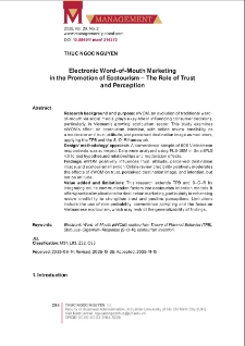 Electronic Word-of-Mouth Marketing in the Promotion of Ecotourism - The Role of Trust and Perception