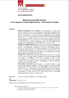 Measuring scientific interest in the issues of virtual project teams - bibliometric analysis
