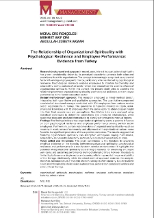 The Relationship of Organizational Spirituality with Psychological Resilience and Employee Performance: Evidence from Turkey