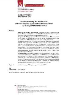 Factors Affecting the Acceptance of Mobile Technologies in SMEs: Evidence from Top Management Perspectives
