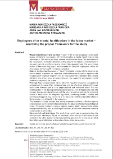 Employees after mental health crises in the labor market - searching the proper framework for the study