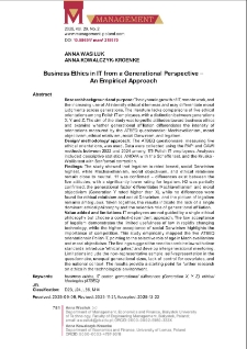 Business Ethics in IT from a Generational Perspective - An Empirical Approach