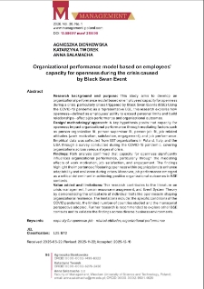 Organizational performance model based on employees` capacity for openness during the crisis caused by Black Swan Event