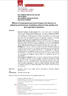 Effects of employees` perceived impact and silence on adaptive performance: Mediating roles of voice quality and self-regulation depletion