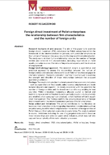 Foreign direct investment of Polish enterprises: the relationship between firm characteristics and the number of foreign units