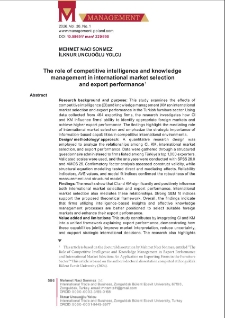 The role of competitive intelligence and knowledge management in international market selection and export performance