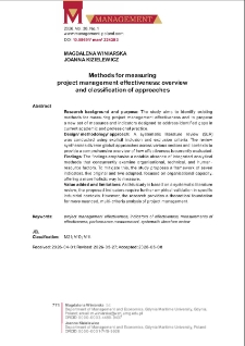 Methods for measuring project management effectiveness: overview and classification of approaches