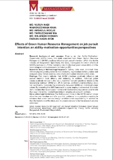 Effects of Green Human Resource Management on job pursuit intention: an ability-motivation-opportunities perspectives