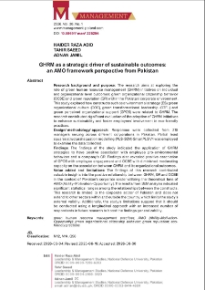 GHRM as a strategic driver of sustainable outcomes: an AMO framework perspective from Pakistan