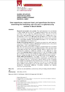 User experience, customer trust, and epurchase decisions: examining the mediating role of trust in a cybersecurity context in Saudi Arabia