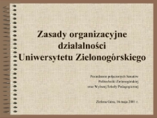 Zasady organizacyjne działalności Uniwersytetu Zielonogórskiego