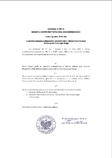 Uchwała nr 31 Senatu Uniwersytetu Zielonogórskiego z dnia 7 grudnia 2016 roku w sprawie wszczęcia postępowania o nadanie tytułu doktora honoris causa Uniwersytetu Zielonogórskiego