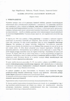 Algebra kwantyli a katastrofy budowlane