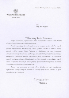 List gratulacyjny Heleny Hatki do profesora Jana Węglarza
