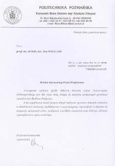 List gratulacyjny Krystyny Długosz do profesora Jana Węglarza