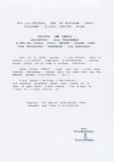 Wyciąg z protokołu XXVII zw. posiedzenia Senatu Politechniki Śląskiej, odbytego 24.1.2005 r. Zaopiniowanie wniosku Uniwersytetu Zielonogórskiego w sprawie nadania tytułu doktora honoris causa Panu Profesorowi Ryszardowi Tadeusiewiczowi
