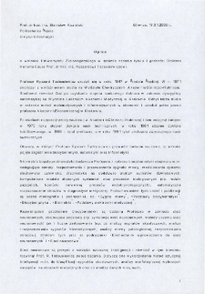 Opinia o wniosku Uniwersytetu Zielonogórskiego w sprawie nadania tytułu godności Doktora Honoris Causa Prof. dr hab. inż. Ryszardowi Tadeusiewiczowi