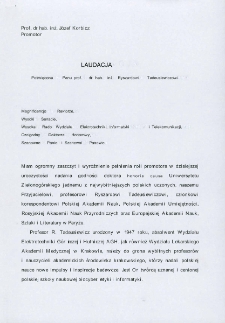 Laudacja poświęcona Panu prof. dr. hab. inż. Ryszardowi Tadeusiewiczowi