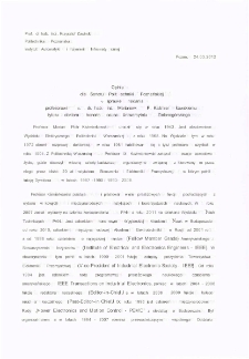 Opinia dla Senatu Politechniki Poznańskiej w sprawie nadania profesorowi zw. dr. hab. inż. Marianowi P. Kaźmierkowskiemu tytułu doktora honoris causa Uniwersytetu Zielonogórskiego