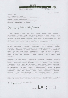 List gratulacyjny prof. Joanicjusza Nazarko do profesora Henryka Tuni