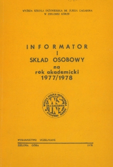 Informator i skład osobowy na rok akademicki 1977/1978