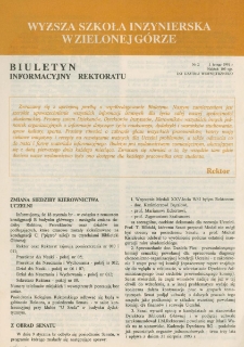 Biuletyn Informacyjny Rektoratu, nr 2 (1 lutego 1991 r.)