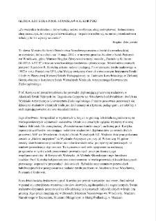 Gloria Artis dla prof. Stanisława R. Kortyki