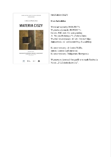 Materia ciszy - informacja o wystawie