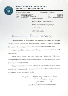 [List gratulacyjny Jana Węglarza, doktora honorowego Uniwersytetu Zielonog&oacute;rskiego, z okazji 10. rocznicy powołania Uniwersytetu Zielonog&oacute;rskiego]