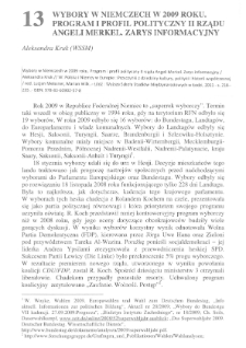 Wybory w Niemczech w 2009 roku. Program i profil polityczny II rządu Angeli Merkel. Zarys informacyjny