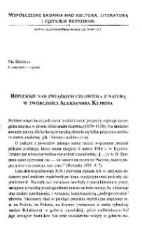 Refleksje nad związkiem człowieka z naturą w twórczości Aleksandra Kuprina