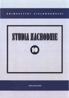 Studia Zachodnie, tom 10 - spis treści