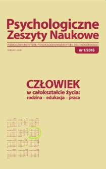 Psychologiczne Zeszyty Naukowe: półrocznik Instytutu Psychologii Uniwersytetu Zielonogórskiego, nr 1/2016 - spis treści