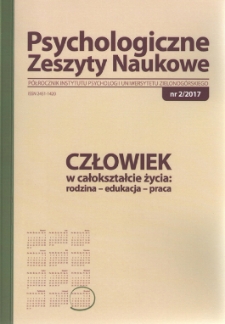 Psychologiczne Zeszyty Naukowe: półrocznik Instytutu Psychologii Uniwersytetu Zielonogórskiego, nr 2/2017 - spis treści