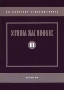 Studia Zachodnie, tom 11 - spis treści