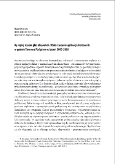 By lepiej słyszeć głos obywateli. Wykorzystanie aplikacji Alertownik w gminie Tarnowo Podgórne w latach 2015-2020 = So that one could hear better the citizens. The use of the Alertownik application in the commune of Tarnowo Podgórne (2015-2020)