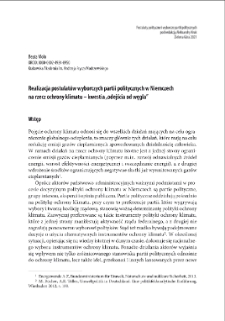 Realizacja postulatów wyborczych partii politycznych w Niemczech na rzecz ochrony klimatu - kwestia "odejścia od węgla" = Implementation of the election postulates of political parties in Germany to protect the climate - the issue of "coal exit"