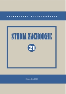 Studia Zachodnie, tom 21 - spis treści