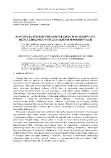 Koncepcja systemu pomiarowego do diagnozowania dzieci z rozwojowym zaburzeniem koordynacji = Concept of a measurement system for diagnosis of children with a developmental coordination disorder