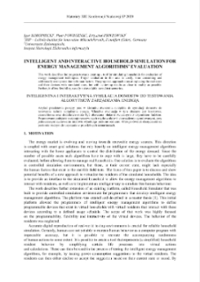 Intelligent and interactive household simulation for energy management algorithms` evaluation = Inteligentna i interaktywna symulacja domostw do testowania algorytmów zarządzania energią