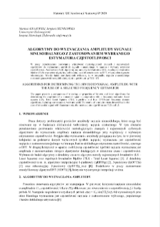 Algorytmy do wyznaczania amplitudy sygnału sinusoidalnego z zastosowaniem wybranego estymatora częstotliwości = Algorithms for determining the sinusoid signal amplitude with the use of a selected frequency estimator